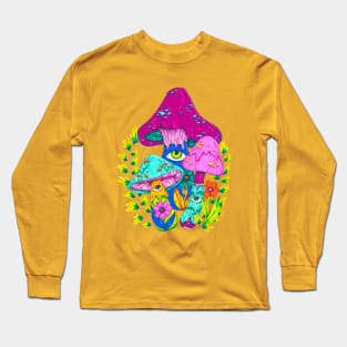 Vintage Aesthetic Trippy Mushrooms Long Sleeve T-Shirt